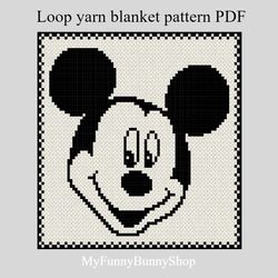 Loop yarn Mickey Mouse blanket pattern PDF Alize Puffy More  Bernat Alize Blanket-EZ Graph it yarn
