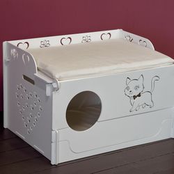 Wooden modular whelping nesting cat Birthing box, pregnant cat bed, Bunny birthing or kittening box