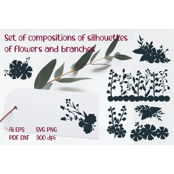 Set of compositions of silhouettes of flowers and branches.jpg