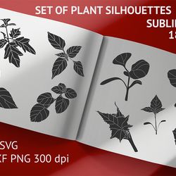 Set of plant silhouettes card