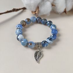 Natural crystal bracelet, toned agate bracelet