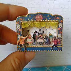 Paper theater. Puppet miniature. Scale 1:12. Dollhouse miniature.