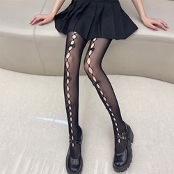 Black Mesh Tights with Bows for Women and Girls Fishnet Tights in Lolita Style