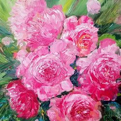 Peonies  Painting Floral Original Art Flowers Impasto Canvas Oil Painting  Flower Peony Wall Art  12 by 12