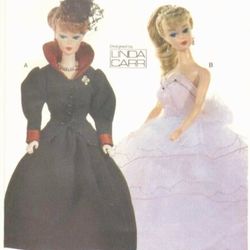 PDF Copy of the Original Vintage Vogue 7190 Clothing Patterns 1940-1950 for Barbie Dolls and Fashion Dolls size 11 1/2