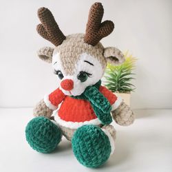 Christmas Deer, Deer plush stuffed toy, Cute deer baby shower gift, Deer plushie toy, Christmas gift, Deer plush toy