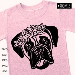 Boxer With Flower Crown Shirt Design Svg, Peeking dog Boxer, Car Decal Clipart Vector Cut file Cricut Vinyl /132