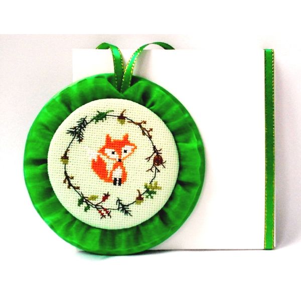 Embroidery fox Christmas ornament Christmas fox gift Christmas ornaments handmade Christmas gift Tree ornament.jpg