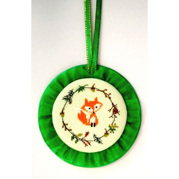 Embroidery fox Christmas ornament Christmas fox gift Christmas ornaments handmade Christmas gifts Tree ornament (2).jpg
