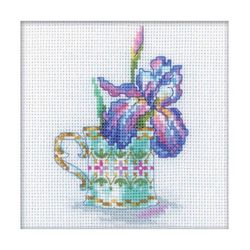 Cross Stitch Kit beginner with Flowers Counted Mini Embroidery Pattern by RTO 'Iris cup'