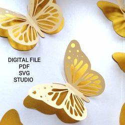 Layered 3d butterfly template SVG PDF STUDIO