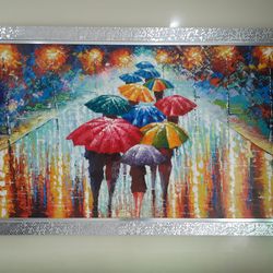 Beautiful Abstract Painting of Colored Umbrellas