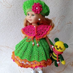 Knitted clothes for Paola Reina dolls 32 cm. Knitted dress for dolls