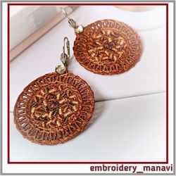 In the hoop FSL round earrings machine embroidery design
