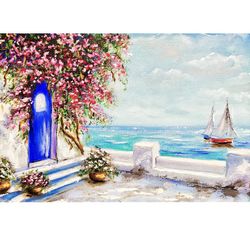 Greece Painting Seascape Original Art 8 by 12 inch by Oksana Stepanova