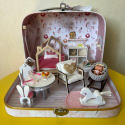 dollhouse in suitcase, gift box, doll house furniture, miniature bjd doll furniture toy, personalized gift for girls