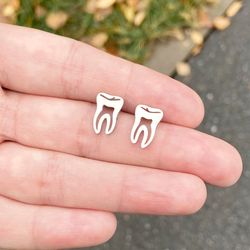 tooth stud earrings, stainless steel jewelry