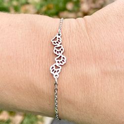 Bracelet with puppy paws, Stainless steel jewelry