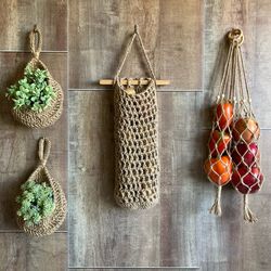 Wall Decor Handmade Kitchen Decor Hanging Baskets Plant hanger Jute Storage baskets Sustainable Gift farm style