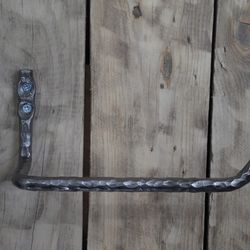 Hand forged toilet paper holder, Wrought iron, Blacksmith, Bathroom decor, Rustic