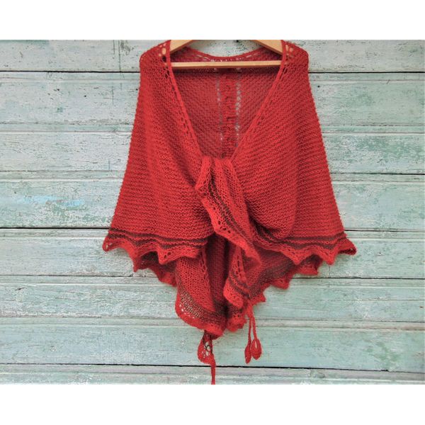 red crochet shawl