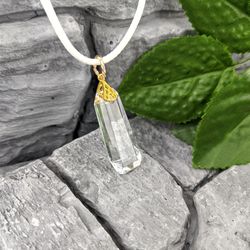 Faceted clear  pendant from  rock crystal  jewelry for her.