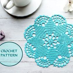 small lace doily vintage crochet pattern - crochet coaster pattern - flower doily crochet pattern - gift for her