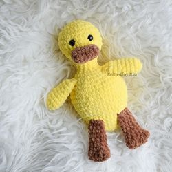 duckling boho nursery decor toy, baby shower snuggle lovey, first birthday baby gift, ducky cuddle toddler boy gift