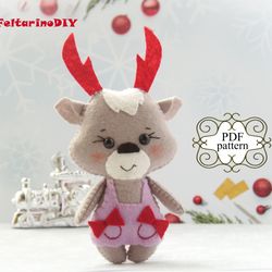 Felt Christmas sewing patterns, Christmas felt reindeer, Felt animal pattern, PDF felt pattern, Felt sewing pattern