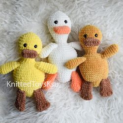 Duck snuggle lovey, baby shower newborn siblings gift ideas, toddler lovey crochet snuggler toy goose toy, platypus gift