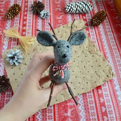 Felted reindeer, Wool reindeer, Felt Christmas ornament, Christmas gift, Reindeer decor, Christmas decor, Wool sculpture