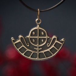Sun boat viking pendant in brass. Scandinavian drakkar necklace. Handcrafted Sun ship jewelry. Norse Pagan Author ship