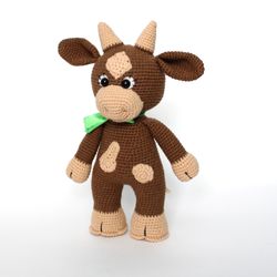 Bull crochet pattern PDF in English  Stuffed bull toy Amigurumi funny cow plush toy