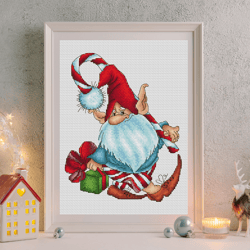 christmas gnome, cross stitch pattern pdf, gnome cross stitch, holiday gnome, christmas cross stitch