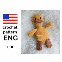 duck crochet amigurumi pattern, platypus DIY pattern PDF downloadable, easy crochet pattern baby shower gift