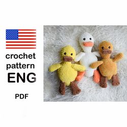 Duck Snuggler Pattern, Lovey Crochet Pattern, Tutorial Digital Download DIY, Goose Lovey Baby Toy KnittedToysKsu