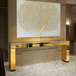 Gold Leaf Abstract, Modern Acrylic Painting on Canvas, Large Gold leaf Abstract Painting, Original Abstract Painting