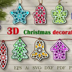 3D Christmas decorations/Paper cut/SVG