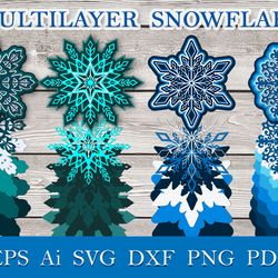 Four multilayer snowflakes