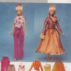 PDF Copy of Vintage Butterick 3931 Clothing Patterns for Barbie Dolls and Fashions Dolls size 11 1/2 inches