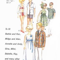 PDF Copy of Vintage Butterick 3316 Clothing Patterns for Barbie Dolls and Fashions Dolls size 11 1/2 inches