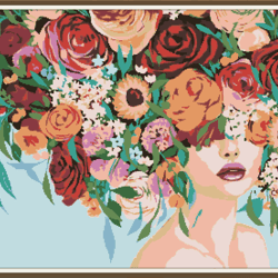 Art Women - Flowers - 001 / Cross Stitch pattern PDF