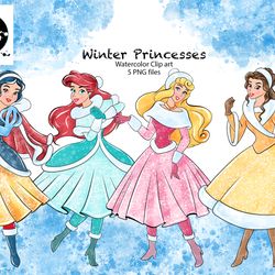Princess Christmas watercolor clip art, Princess PNG download, Princess download PNG. princess digital image PNG