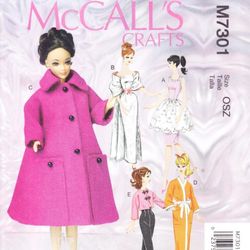 PDF Copy of Vintage MC Calls 7301 Clothing Patterns for Barbie Dolls and Fashions Dolls size 11 1/2 inches