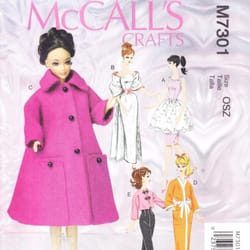 pdf copy of vintage mc calls 7301 clothing patterns for barbie dolls and fashions dolls size 11 1/2 inches