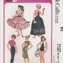 pdf copy of vintage mc calls 7137 clothing patterns for barbie dolls and fashions dolls size 11 1/2 inches