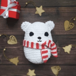 Crochet pattern polar bear, plush bear pattern, amigurumi pattern, squishmallow Christmas bear crochet pattern,