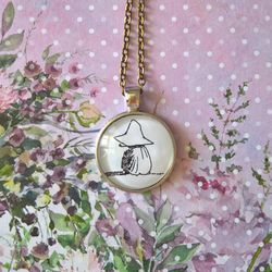 Moomintroll pendant with Snufkin Moomin necklace