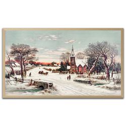 christmas eve by hoover & son samsung frame tv art 4k, instant download, vintage from the 19th century