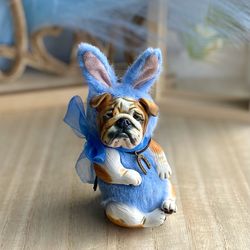 English bulldog funny bunny miniature